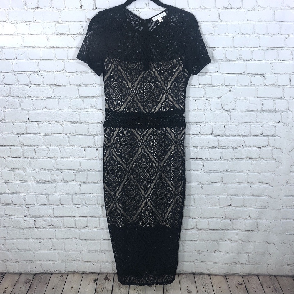 ** 3 HOURS LEFT CLOSING SALE! Lace Black Midi LBD
